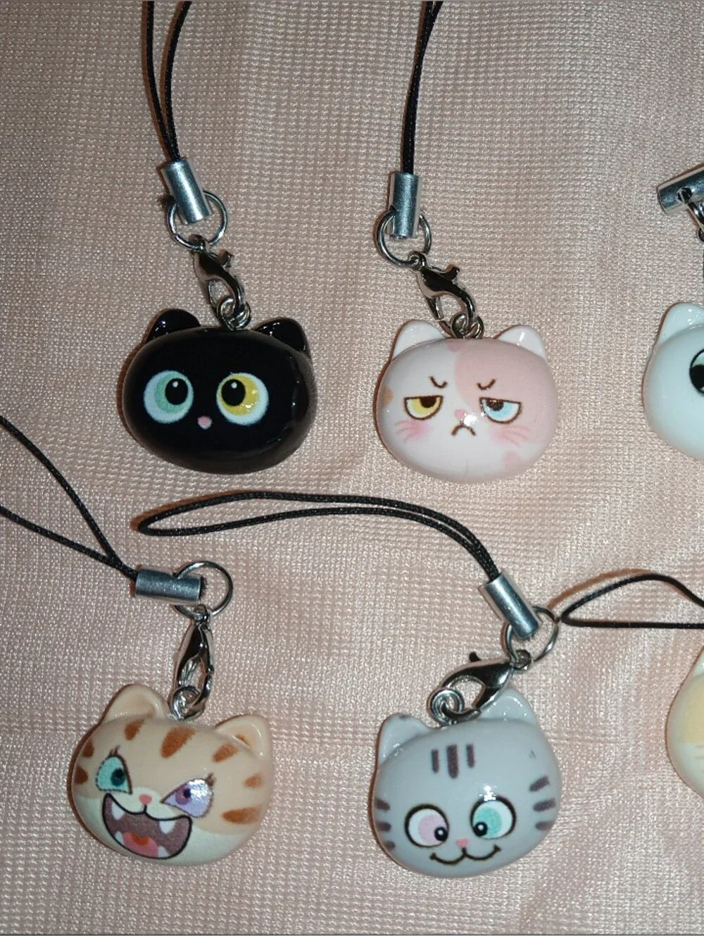 Cute Cat Face Phone Strap Charms - Assorted Colors